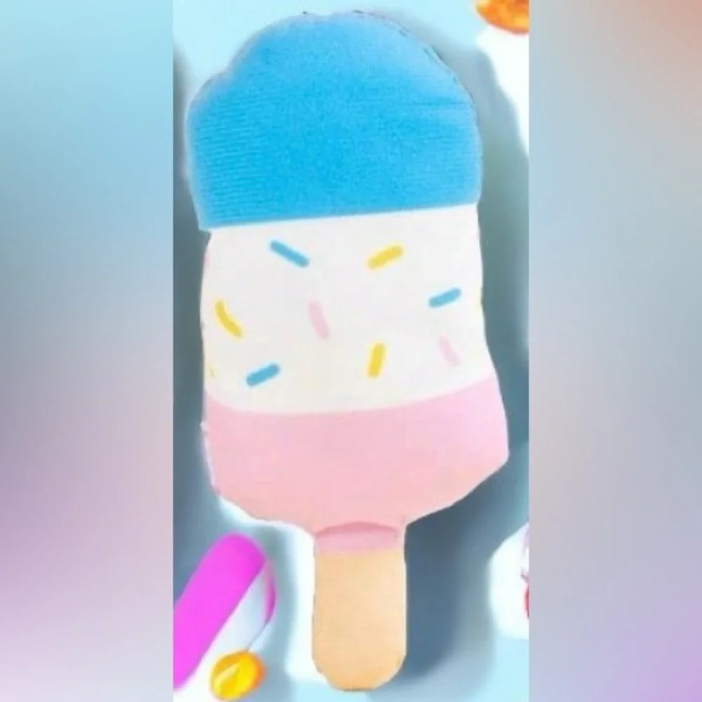 “Sprinkle Ice Cream Bar” Popsicle Frozen Yogurt Treat Plush Squeaky Dog Cat Toy